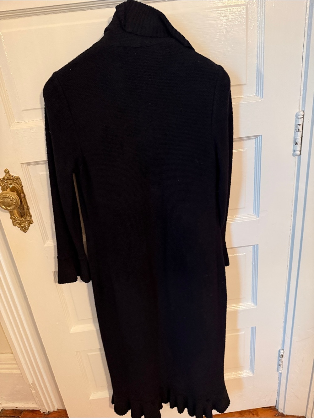 St. John Collection Black Ruffled Long Knit Cardigan - Picture 3 of 3
